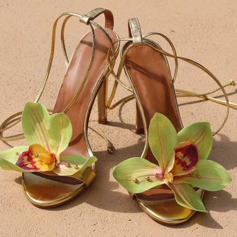 Merilyn | Open High-heeled Sandals with Cross Straps