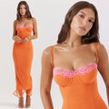 AKEMI ORANGE BODYCON MAXI Dress with STRAPS
