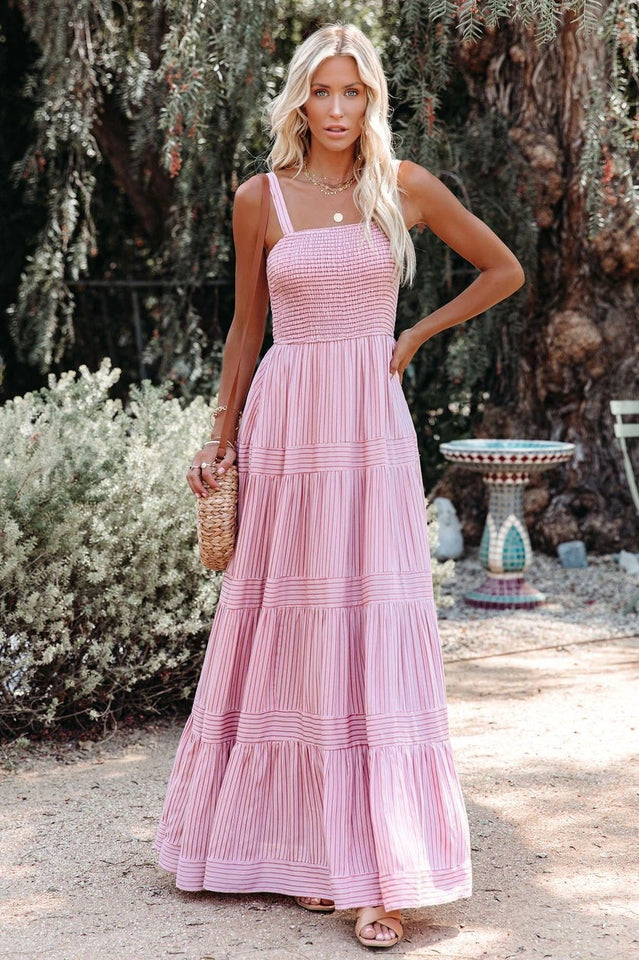Swing Pleated Maxi Boho Dress by