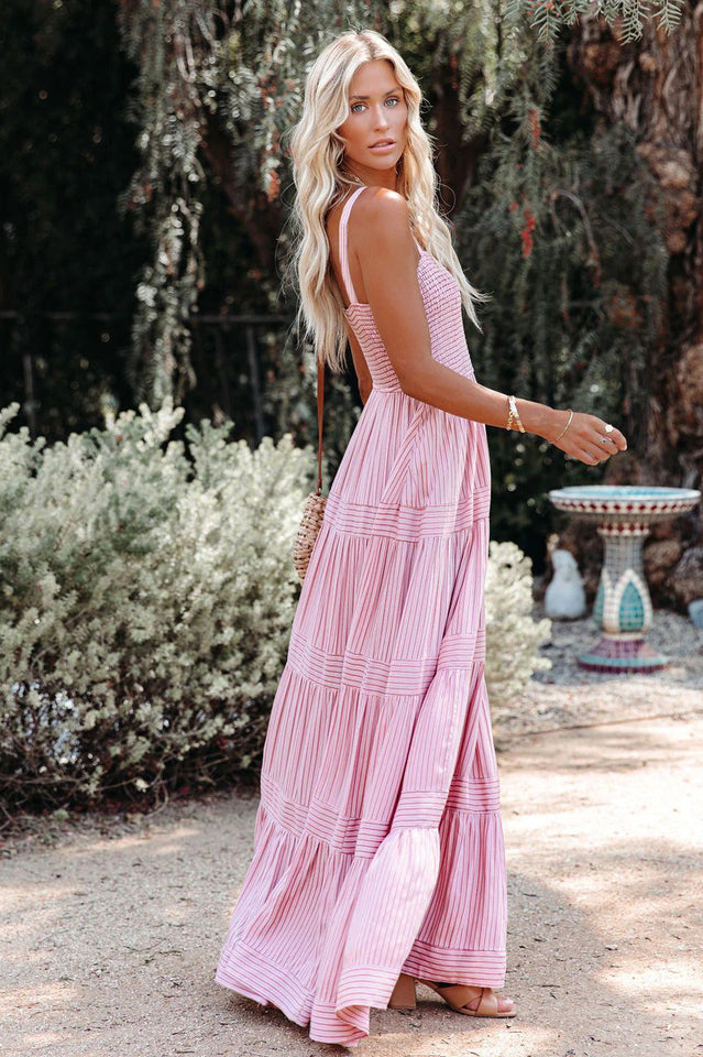 Swing Pleated Maxi Boho Dress by