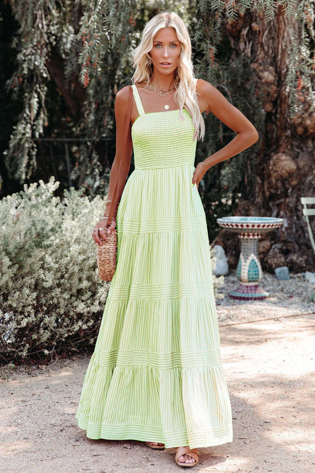 Swing Pleated Maxi Boho Dress by