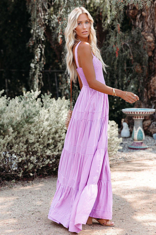 Swing Pleated Maxi Boho Dress by