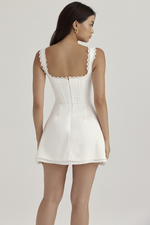 White Pin Pleated Mini Dress for Confident Style