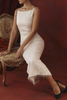 Margiela Ivory Crystal Fringe Midi Dress for Confident Style