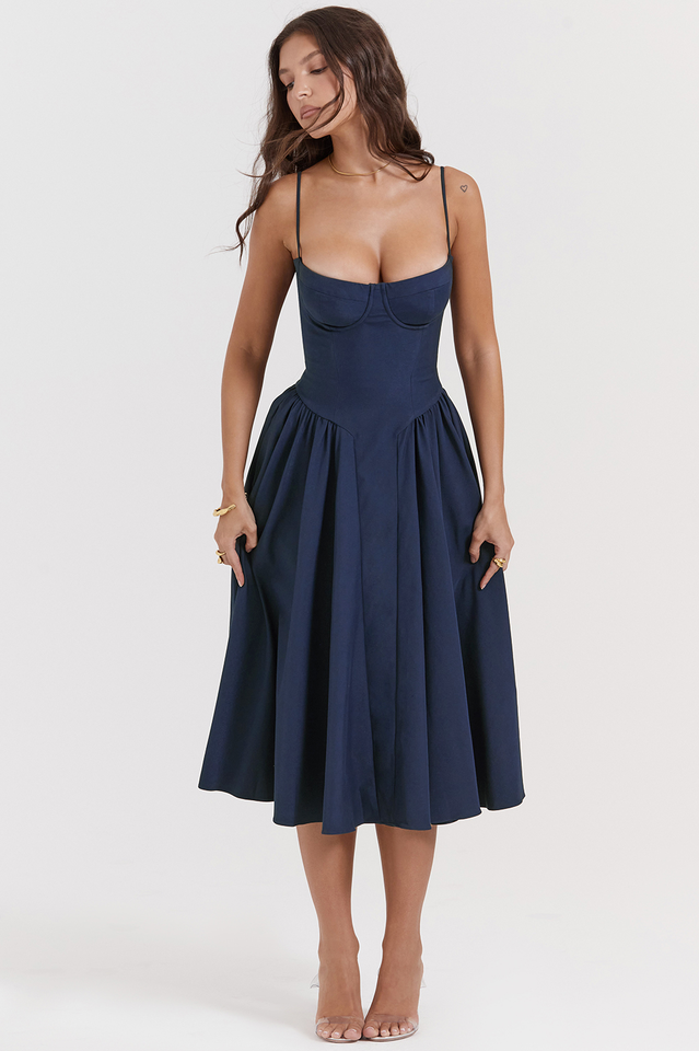 Samaria French Navy Corset Sundress