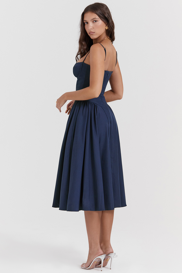 Samaria French Navy Corset Sundress