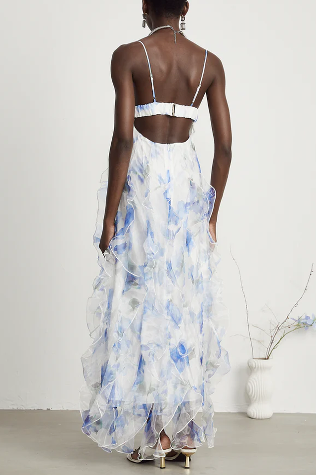 NOÉMIE Ruffled Floral Print Midi Dress