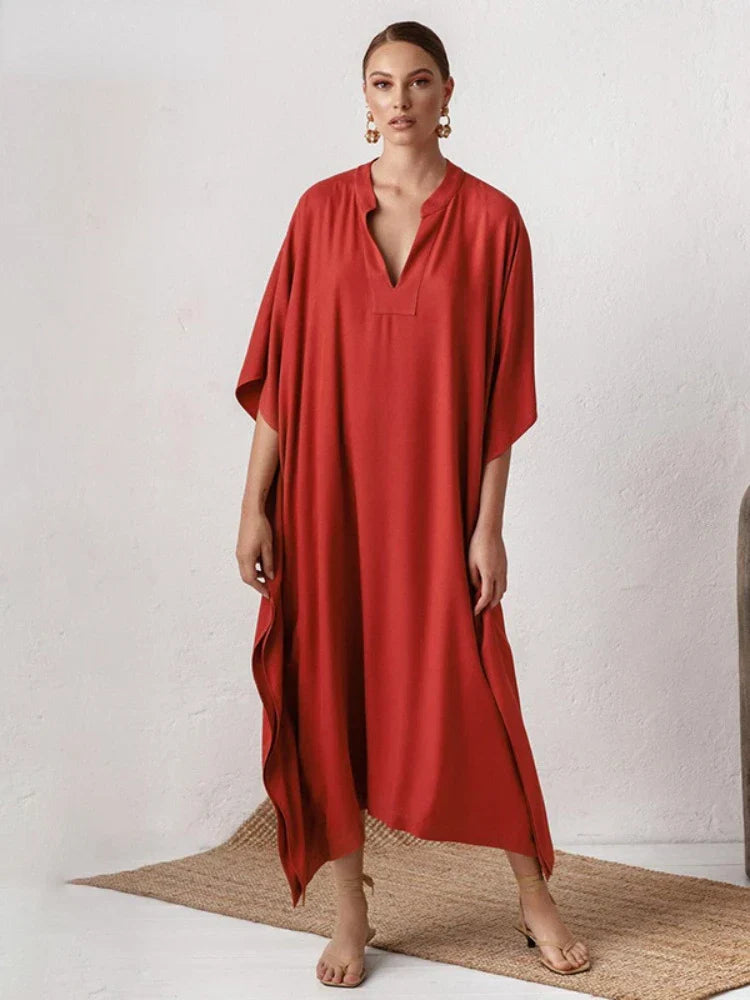 Elegant V-Neck Swim Dress