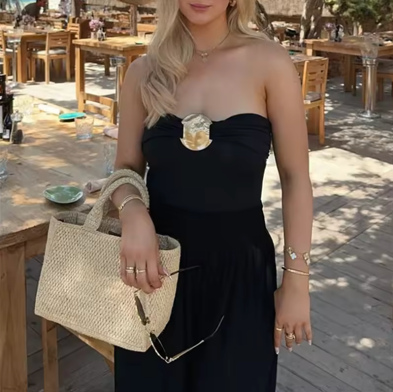 Aurora | Gold Accent Strapless Bodysuit